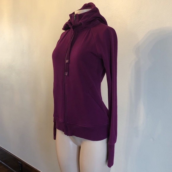 Athleta Triumph Hoodie Sweatshirt Jacket Velvet Plum Sz XS - Picture 5 of 12